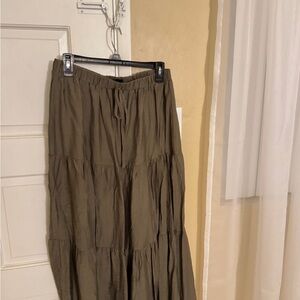 Olive Tiered Maxi Skirt